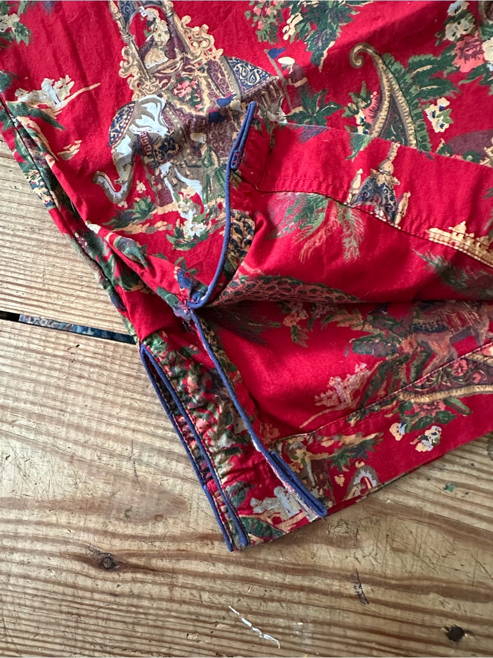 Pottery Barn chinoiserie pants lounge India elephants red drawstring cottagecore - Picture 6 of 12